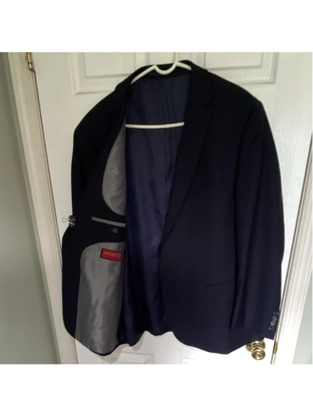Mantoni Men’s Black Wool Suit Jacket Single-Breasted 2-Button Notch 48R